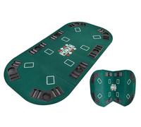 Plateau de Poker Pliable 4 Parties Rectangulaire - Vert - Tapis Poker - Jeu de Cartes et Jetons - Tapis de Poker Pliable avec Porte-Gobelets - Idéale sur Table Basse Salon