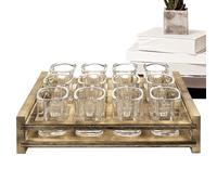 Plateau de porte-verre à la prise de vue - Rack de tir en acrylique, transporteur de six tasses | Stand de distributeur de fête à l'épreuve des déversements, Organisateur de boisson transparente outil