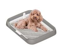 Plateau de pot pour chiens - Tapis de bain d'intérieur avec grille en maille - Bac à litière plat réutilisable pour chiots, chiens de petite et moyenne taille - Facile à nettoyer - Colonne amovible