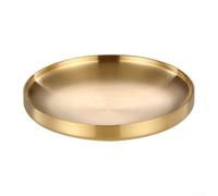 Plateau de pour service Doré en Acier Inoxydable Double Couche - Design Isolant Anti-Brûlure pour Thé, Gâteaux et Apéritifs, Base Antidérapante, 19cm(21CM)