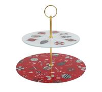 Home deco factory – Plateau de présentation 2 étages « Noël » 25 cm – Rouge