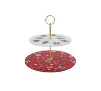 Home deco factory – Plateau de présentation 2 étages « Noël » 25 cm – Rouge