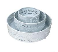 Plateau de présentation alimentaire pour fêtes de l'Aïd fabriqué en fer en trois hauteurs pour une disposition équilibrée de table à dessert à la maison ou dans les lieux d'événement (blanc B)