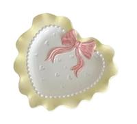 Plateau de présentation bijoux en céramique, assiette à dîner, nœud d'amour, bord ondulé, décoration d'intérieur, accessoires photographie Pour colliers et bracelets(Yellow -20.5cm)