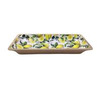 Plateau de présentation Coupe Vide Poche en Bois rectangulaire 33cm Décoration Citrons Méditerranée