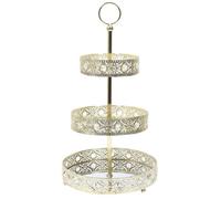 Home Deco Factory – Plateau décoratif KA0112, 3 étages, métal doré, motifs orientaux, 43 cm