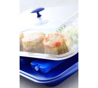 HENDI Vitrine réfrigérant de présentation, vitrine de Buffet, ensemble de vitrine de présentation avec plateau, couvercle transparent et 2 blocs réfrigérants, 430x290x(H)150mm, polystyrène, Inox