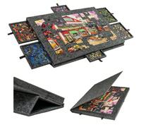 Plateau de puzzle inclinable avec support 2 en 1 et housse de protection, organiseur de puzzles à 6 tiroirs pour adultes, table de puzzle portable pour puzzles jusqu'à 1000 pièces - Gris Ultra-léger e