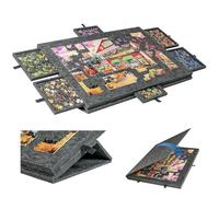 Plateau de Puzzle Inclinable, Table À Puzzle 2-En-1 Pliable avec 6 Tiroirs, Plateau À Puzzles Multifonctionnel Portable en Feutre pour Puzzles de 1 dark gray 110 x 80 x 4.2 cm/ 43.31 x 31.5 x 1.65 in