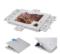 Plateau de Puzzle Inclinable, Table À Puzzle 2-En-1 Pliable avec 6 Tiroirs, Plateau À Puzzles Multifonctionnel Portable en Feutre pour Puzzles de 1 light gray 90 x 63 x 4.2 cm/ 35.43 x 24.8 x 1.65 in