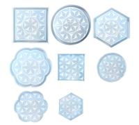 Plateau De Rangement Carré Hexagonal En Résine Géméotrique 8 Pièces Moule Miroir Dessous Verre En Silicone Pour La Fabrication D'artisanat Bricolage Hexagonal Square Round Lace Tray Mold