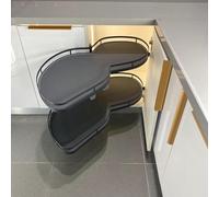 Plateau de rangement coulissant à 2 niveaux, carrousel d'angle de cuisine, carrousel d'angle à fermeture douce, organiseur d'angle pour armoire de 800 à 900 mm, fermeture douce, gris