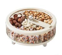 Plateau de rangement de bonbons de grande capacité avec compartiments cloisonnés pour fruits secs et noix, boîte de rangement de cuisine crème transparente pour la vie (or blanc)