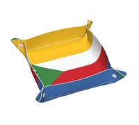 Plateau de rangement de bureau imprimé drapeau des Comores - Organiseur portable en cuir parfait pour clés, portefeuille, montre et monnaie