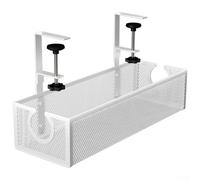 Plateau de rangement de câbles peu encombrant qui se monte sous le bureau sans outils et prend en charge les câbles sur un panier suspendu en acier au carbone (B)
