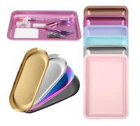 Plateau de rangement de cosmétiques en acier inoxydable, plaque de manucure pour Nail Art, pincettes, tondeuse, conteneur de stylos, outils de plat pour faux ongles carrés Heart-Gold