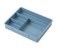 Plateau de rangement de tiroir de bureau à quatre grilles fabriqué en polypropylène pour un tri efficace des stylos, trombones et petits essentiels de bureau (bleu)