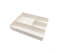 Plateau de rangement de tiroir de bureau avec quatre sections pour trier et ranger de petits articles de bureau et papeterie, compact et design pour l'organisation quotidienne (blanc)