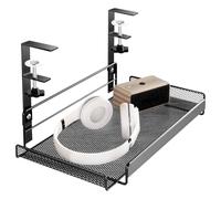 Plateau de rangement des câbles sous le bureau, sans perçage, boîte de rangement réglable en métal pour la gestion des fils, noir