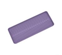 Plateau de rangement d'évier en silicone avec stries de séchage surélevées pour cuisine ou salle de bain, 23 x 9 cm, porte-éponge et comptoir, passe au lave-vaisselle (violet)
