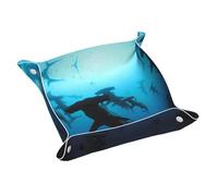 Plateau de rangement double face en cuir imprimé requins marteaux, organiseur pratique et décoratif pour petits objets