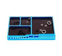 Plateau de rangement d'outils en aluminium avec balance intégrée pour les amateurs de voitures et de bateaux télécommandés - Compartiments pour vis, écrous et rondelles (bleu)
