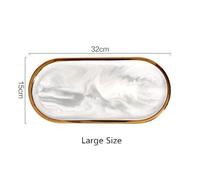 Plateau De Rangement En Céramique De Marbre Plaqué Or, Assiette Ovale De Petit Déjeuner, Plateau De Bijoux, Plateau De Décoration De Plat À Dessert, Noir Blanc Europe, Aliments Fruits