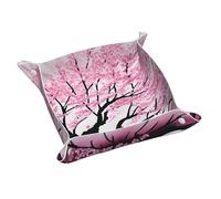 Plateau de rangement en cuir à motif aquarelle de fleurs de cerisier imperméable et facile à nettoyer pour ranger clés, montre, maquillage et autres petits articles. Taille M