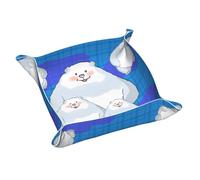 Plateau de rangement en cuir avec motif famille d'ours blancs - Imperméable et facile à nettoyer - Pour ranger vos clés, montres, maquillage et autres petits objets - Taille M