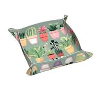 Plateau de rangement en cuir pour bonsaï M - Double face en PVC pour clés, bijoux, bureau et coiffeuse avec fermeture à pression