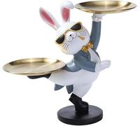 Plateau de rangement en forme de lapin à la mode, rangement de petits objets clés en résine, adapté à la décoration de la maison, de la pelouse extérieure, statue artisanale cadeau