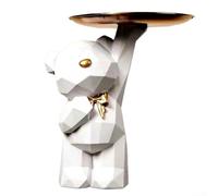 Plateau de rangement en résine motif ours géométrique pour décoration de bureau blanc, rose, vert foncé, vert clair, 12 x 24 x 12 cm, figurine fonctionnelle pour l'organisation de la maison et du