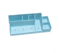 Plateau de rangement en silicone antidérapant pour salle de bain Bleu 35 x | Hauteur décalée, s'adapte aux brosses, dentifrice, fil dentaire, 35 x 14 x 11 cm, noir, gris, vert, rouge