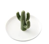Plateau de rangement for bijoux en céramique, boîte for coiffeuse, animal doré Pour colliers et bracelets(Cactus 01)