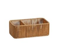 Plateau de rangement multi-compartiments en rotin tissé à la main pour fournitures de bureau, décoration de maison, bureau, boîte à mouchoirs avec compartiments