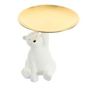 Plateau de Rangement Ours Polaire Blanc Décoratif pour Clés en Résine | Décoration de Bureau Maison, Forme Ours Assis, Style Artistique, Pièce D’accent pour Porche