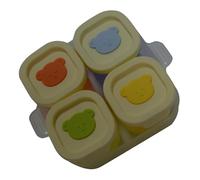 Plateau de rangement réutilisable pour aliments pour bébé avec couvercle anti-poussière à 4 compartiments en silicone pour cuire à la vapeur la purée et les préparations des repas hygiéniques pour