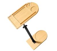 Plateau de rangement robuste pour salle de bain avec base antidérapante, table d'appoint portable pour collations, boissons, tablettes ou présentoir décoratif en bois naturel