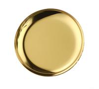 Plateau de Rangement Rond en Acier pour Bijoux, Cosmétiques, Desserts & Petits Objets - Diamètre 10 cm - Alimentaire Résistant - Finition Elégante Placée sous Vide (Or)