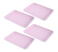 Plateau de Rangement Rose 4 Pièces en Acier Inoxydable pour Outils à Ongles | Empilable, Finition Lisse, Usage Bureau et Vasque, Convient aux Bijoux et Accessoires de Manucure