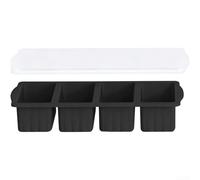 Plateau de refroidissement en silice avec couvercle anti-fuite pour soupe, sauce et bouillon, empilable, passe au four et au lave-vaisselle, BPA (28,8 x 14,4 x 0,9 cm) (noir)