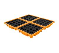 Plateau de réservoir d'huile étanche - 67,5 x 67,5 x 15 cm - Jaune - Plateau d'égouttement modulaire - Plateforme étanche pour le stockage sûr des conteneurs - Solution durable de confinement d'huile