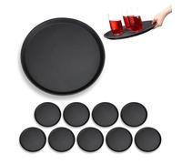 Relaxdays Lot de 10 Plateaux gastronomiques - Surface antidérapante - Bord surélevé - Plateau de Service pour cafés et Restaurants - Ø 35 cm - Noir