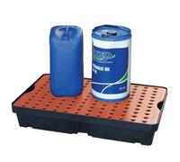 Plateau de rétention 60 litres en PE avec caillebotis amovible PE - CEMO