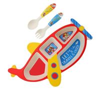 Plateau de salle à manger Assiettes divisées Plateaux divisés par aspiration for manger Assiettes de séjour Palettes Plateaux de repas Assiette de séparation Dessin animé Rouge Enfant Fourchette Cuill