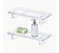 Plateau de salle de bain en acrylique avec coins poncés à la main, offre une organisation pratique pour les articles de toilette et les petits accessoires de salle de bain (deux pièces)