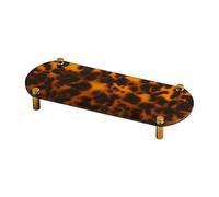 Plateau de salle de bain en acrylique, organisateur de comptoir antidérapant, support de coiffeuse décoratif en écaille de tortue avec bord surélevé, plaque de rangement robuste, décoration