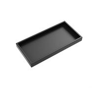 Plateau de salle de bain en silicone pour savon, shampooing, parfum et bijoux - Organiseur de comptoir antidérapant, passe au lave-vaisselle, incassable (20 x 10 x 1,8 cm) (noir 20 x 10 cm)