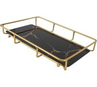 Plateau de salle de bain Organisateur de rangement de comptoir d'évier de cuisine antidérapant et moderne L Noir