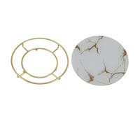 Plateau de Salle de Bain Organisateur de salles de Bain Résistant à comptoir élégant Plateau de Rangement pour cosmétique Bijoux de vanité décor en Verre de Fer Round Plateau 21 x (Blanc)